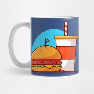 Burger And Soda Cartoon Vector Icon Illustration (12) Mug